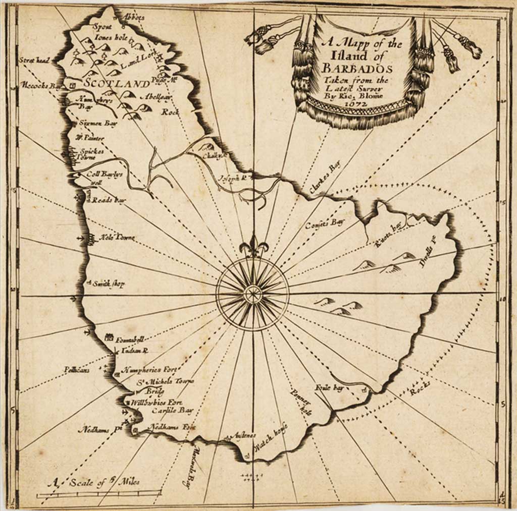BLOME (RICHARD) 1672 Barbados map