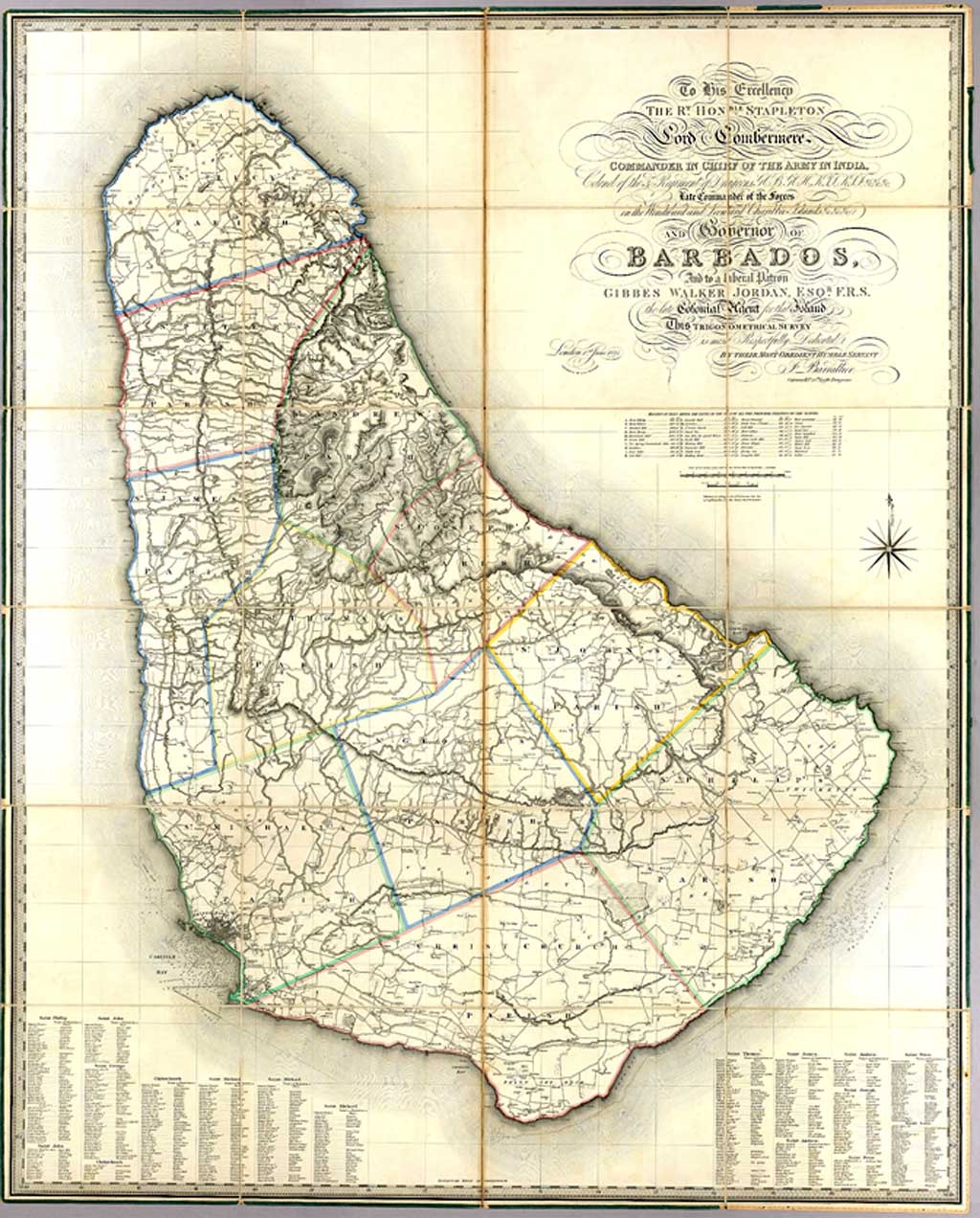 BALLALIER (F. DE) 1827 Barbados map