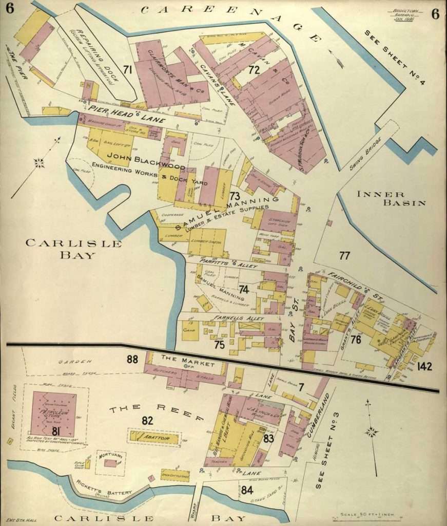 1895 Insurance Map Bridgetown, Barbados