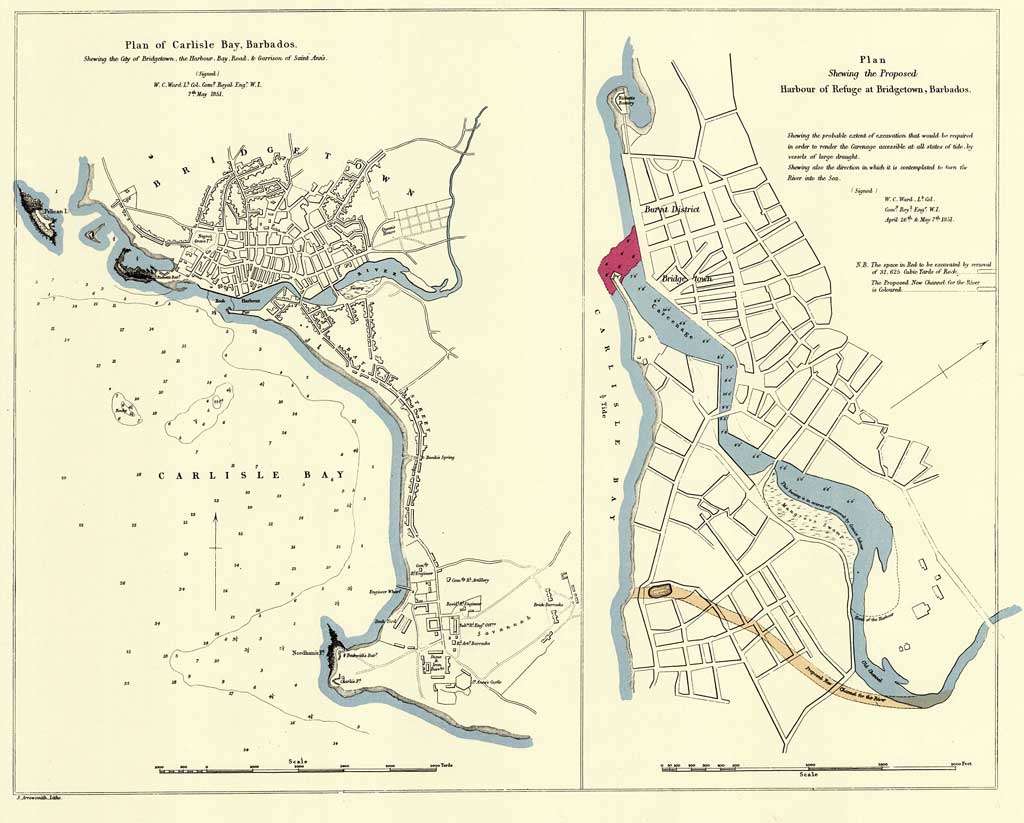 Lt. Col. W.C Ward, Plan of Carlisle Bay Barbados - 1851