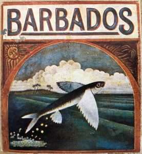 Barbados flying fish luggage sticker