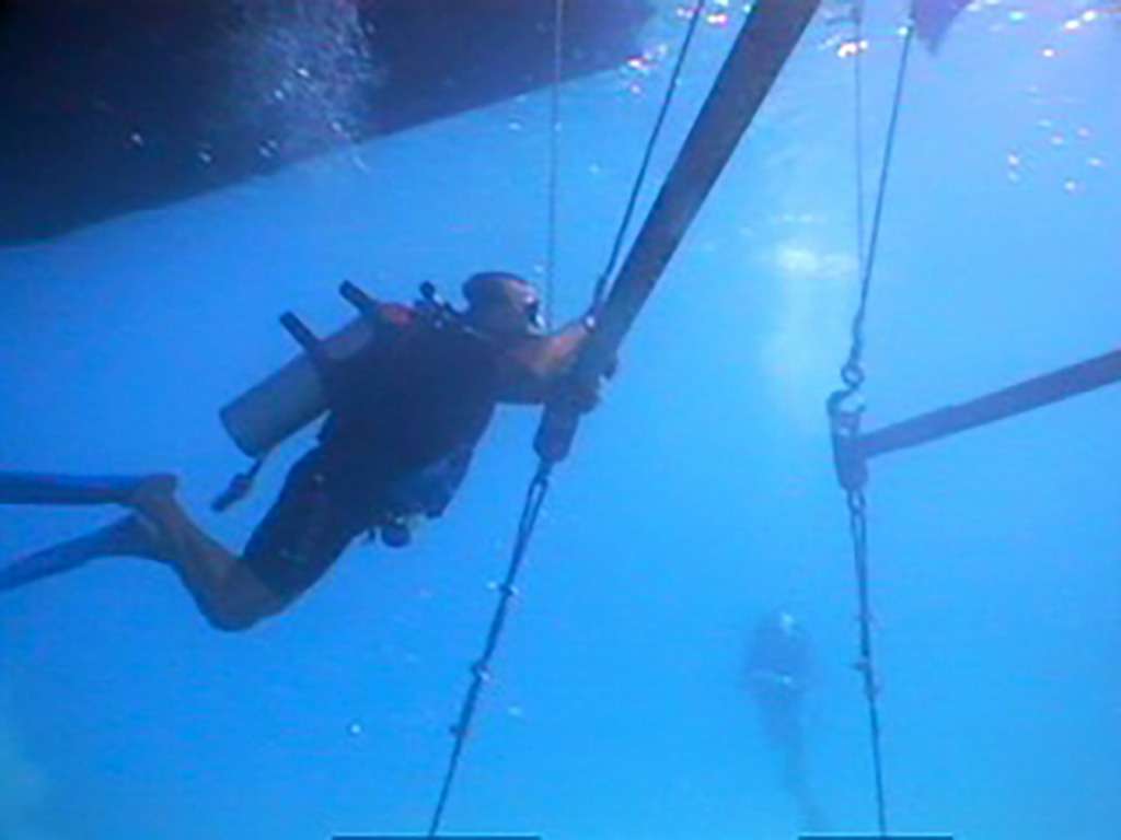 Moving the riveted steel bulkhead from the Cornwallis