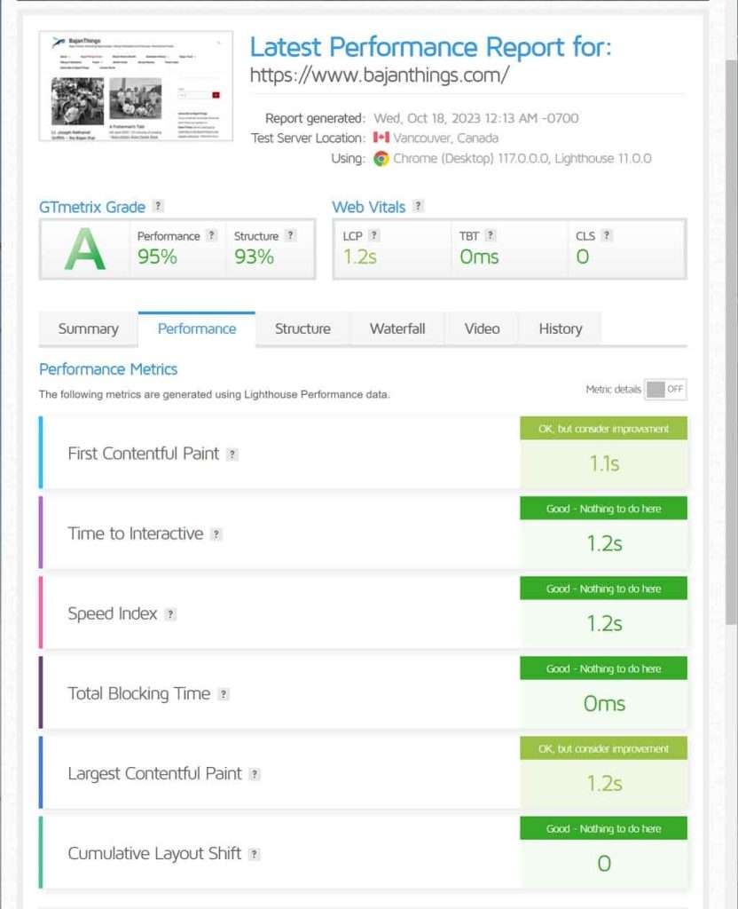 BajanThings - Increasing mobile PageSpeed results
