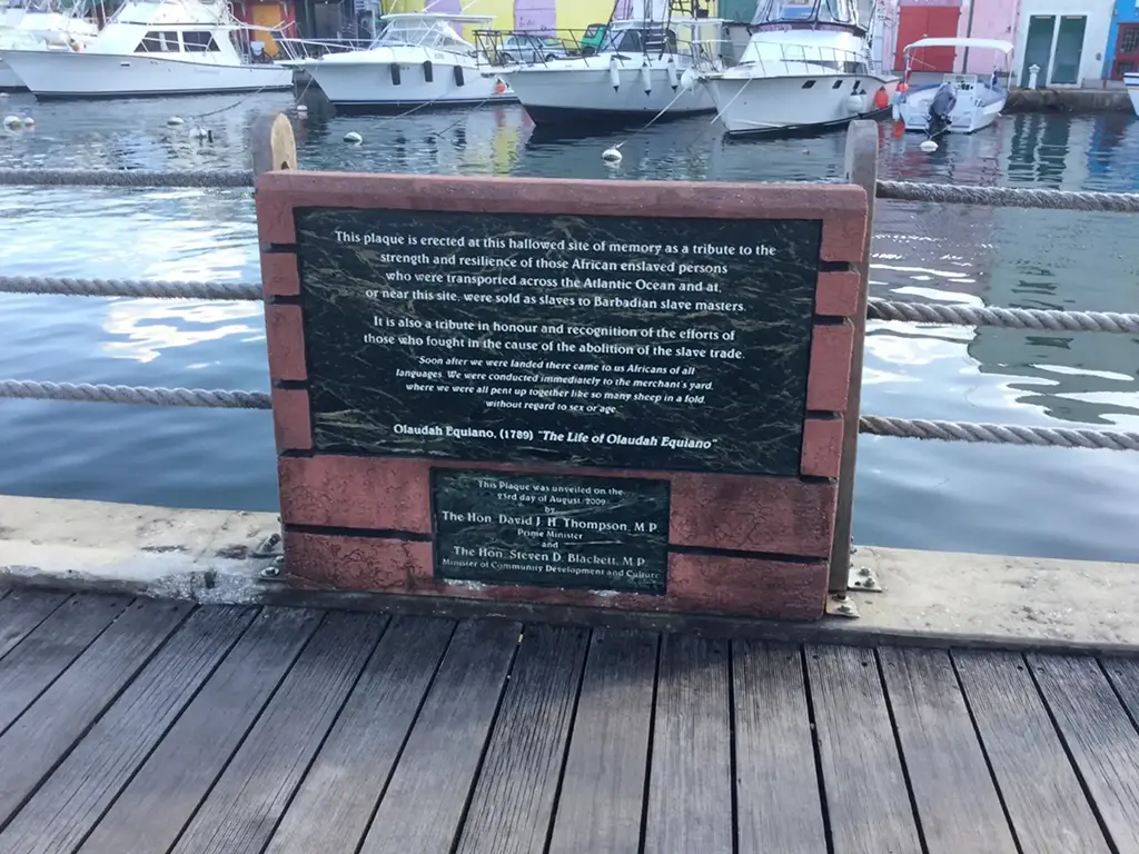 Olaudah Equiano memorial boardwalk on Wharf Road Bridgetown