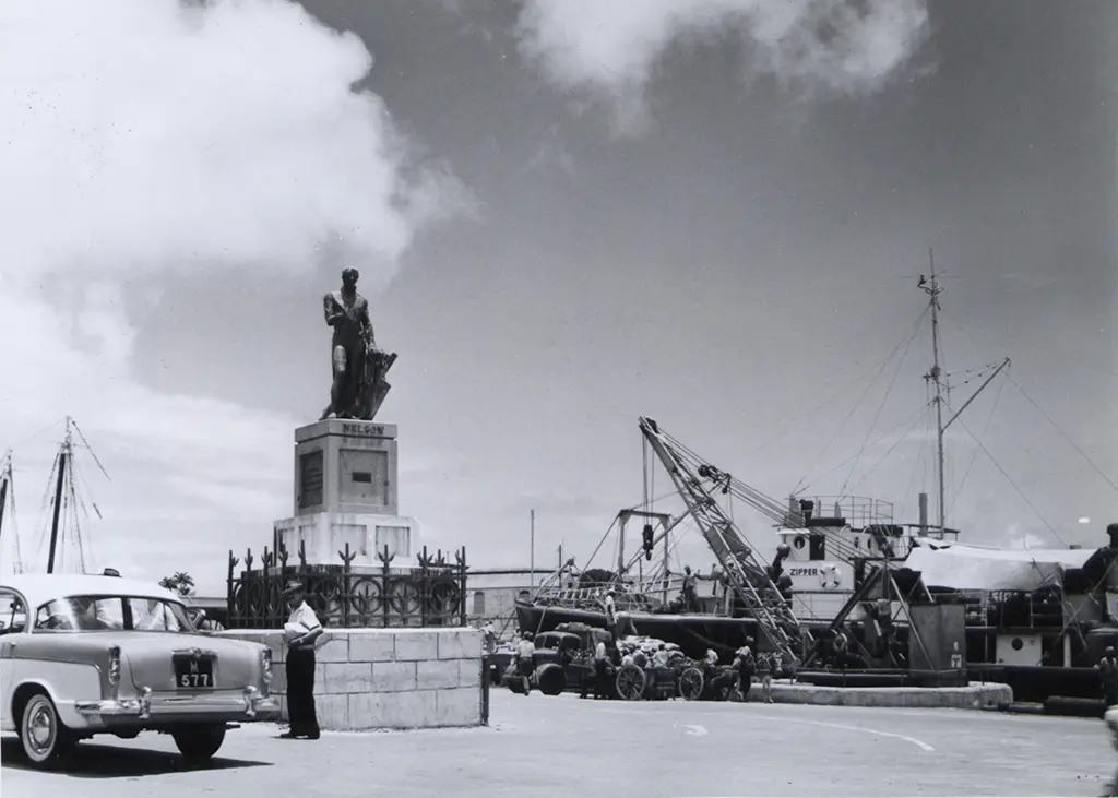 The statue [of Nelson] in front of the Public Buildings at Bridgetown