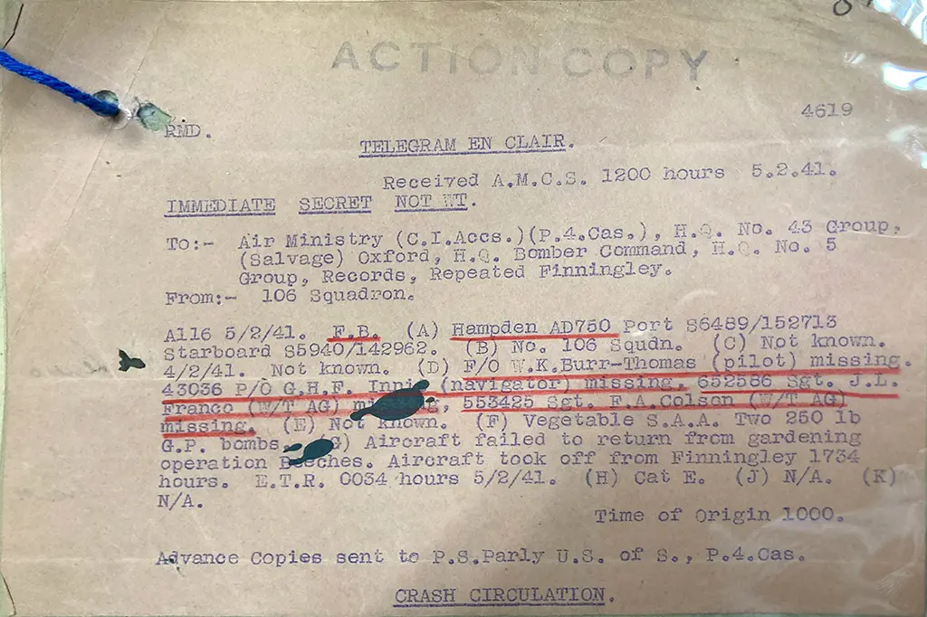 P/O George Harold Frederick Inniss - AD750 crash report file