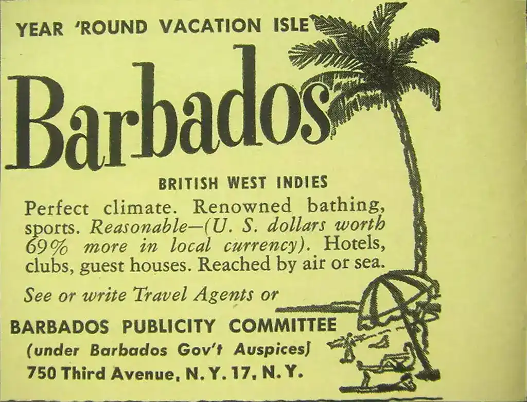 1957 Barbados Travel ad