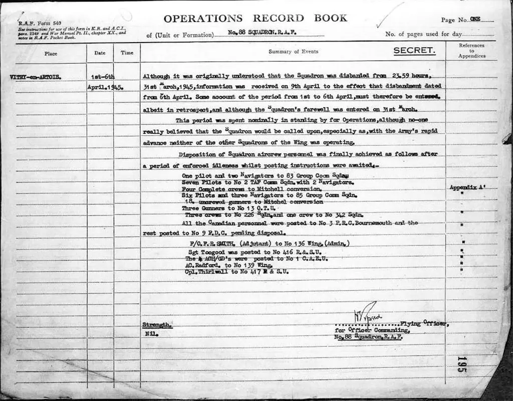 RAF 88 Squadron Records - 1945