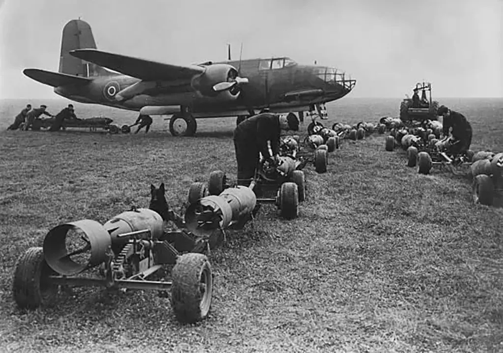 Douglas Boston MkIII 88 Squadron groundcrew loading bomb payload
