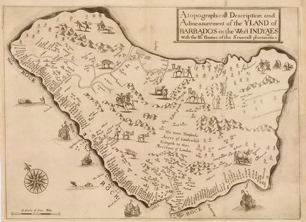 Richard Ligon 1673 - 2nd edition Barbados map
