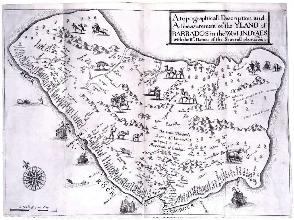 LIGON (RICHARD) 1657 Barbados map