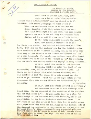 The Garrison Drain - letter from Edward Stoute 6 July 1969