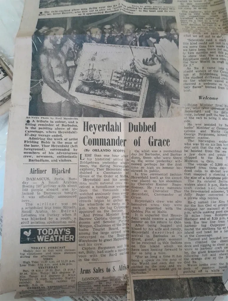 Ra II arrival in Barbados Careenage 12th July 1970