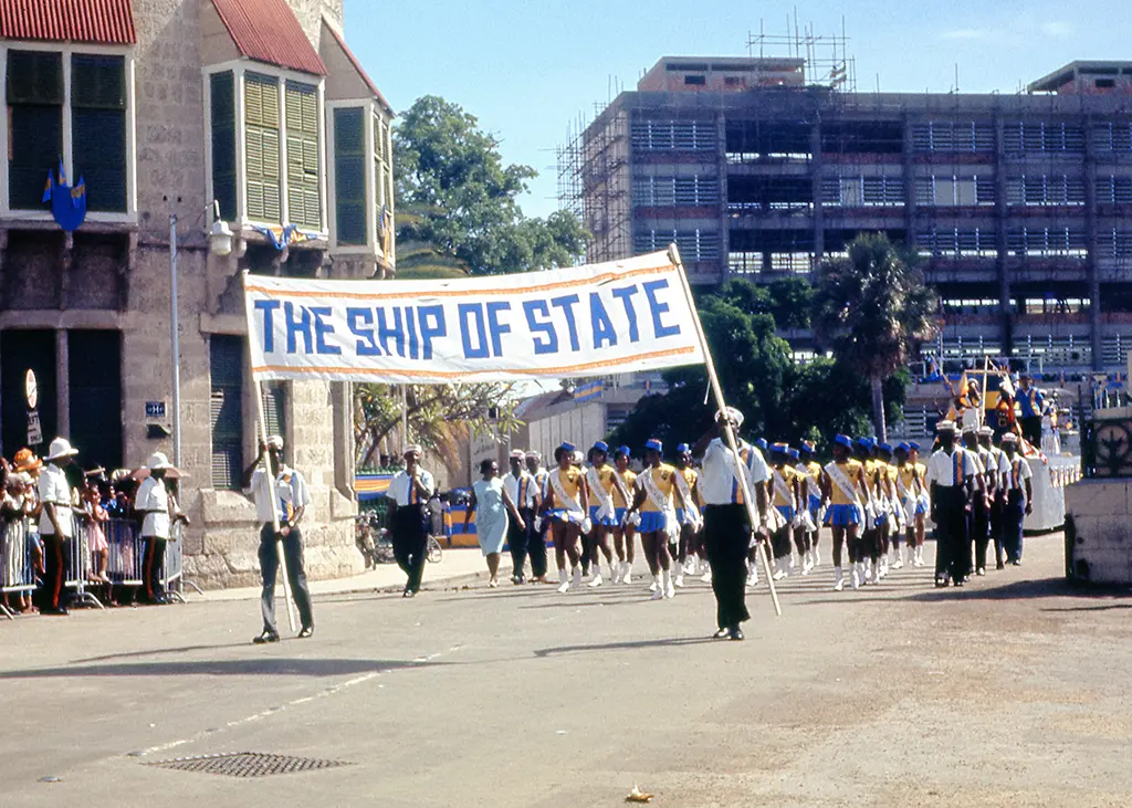 St. Leonard’s girls march in independence parade 1966